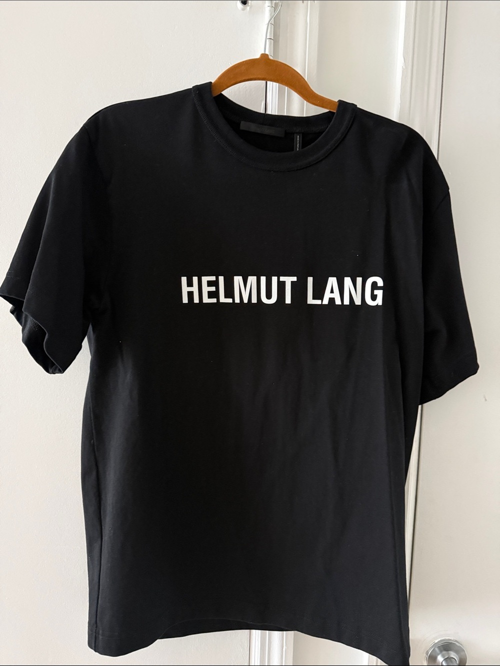 Helmut Lang Black T‑Shirt with White Logo